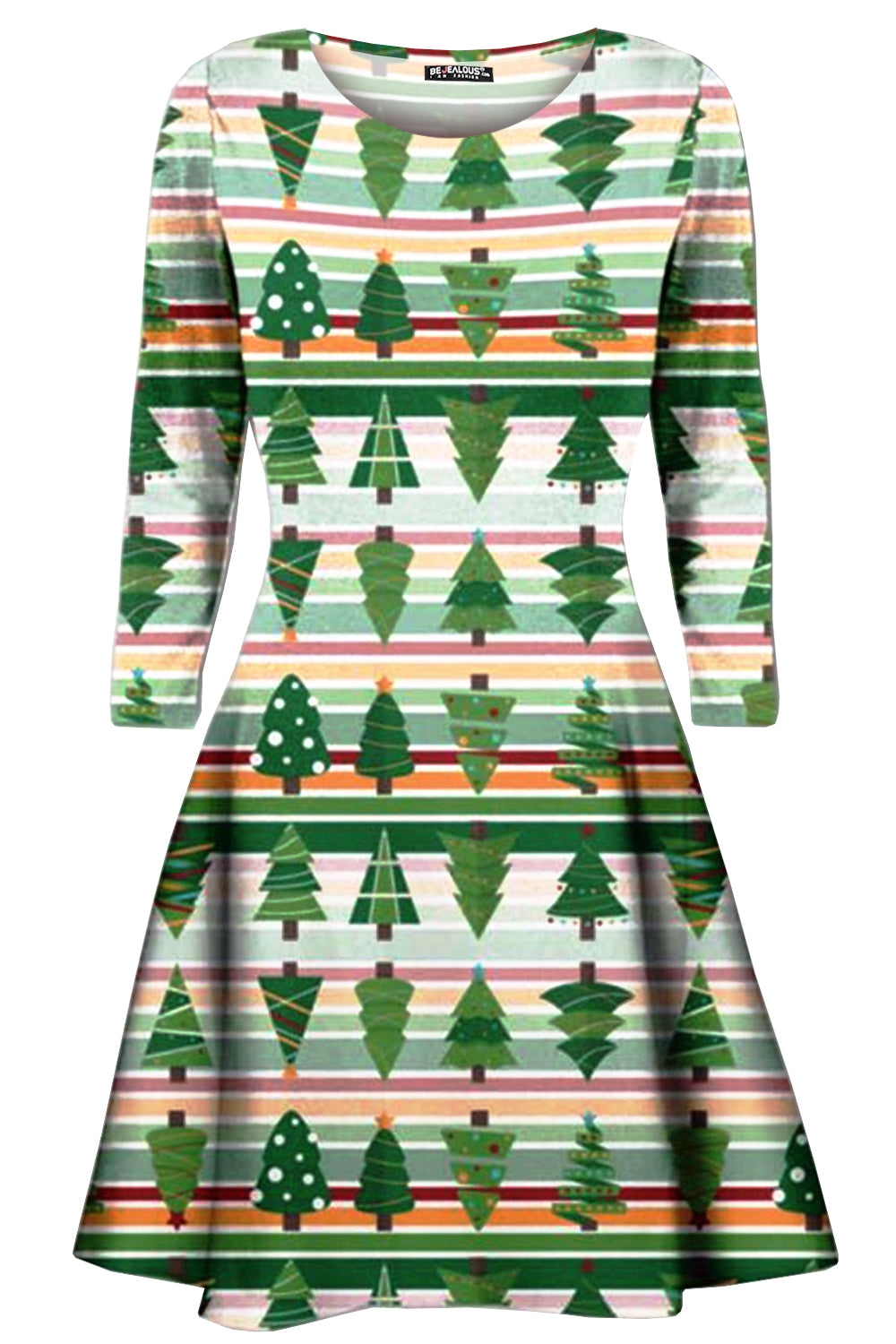 Bella Long Sleeve Christmas Print Swing Dress