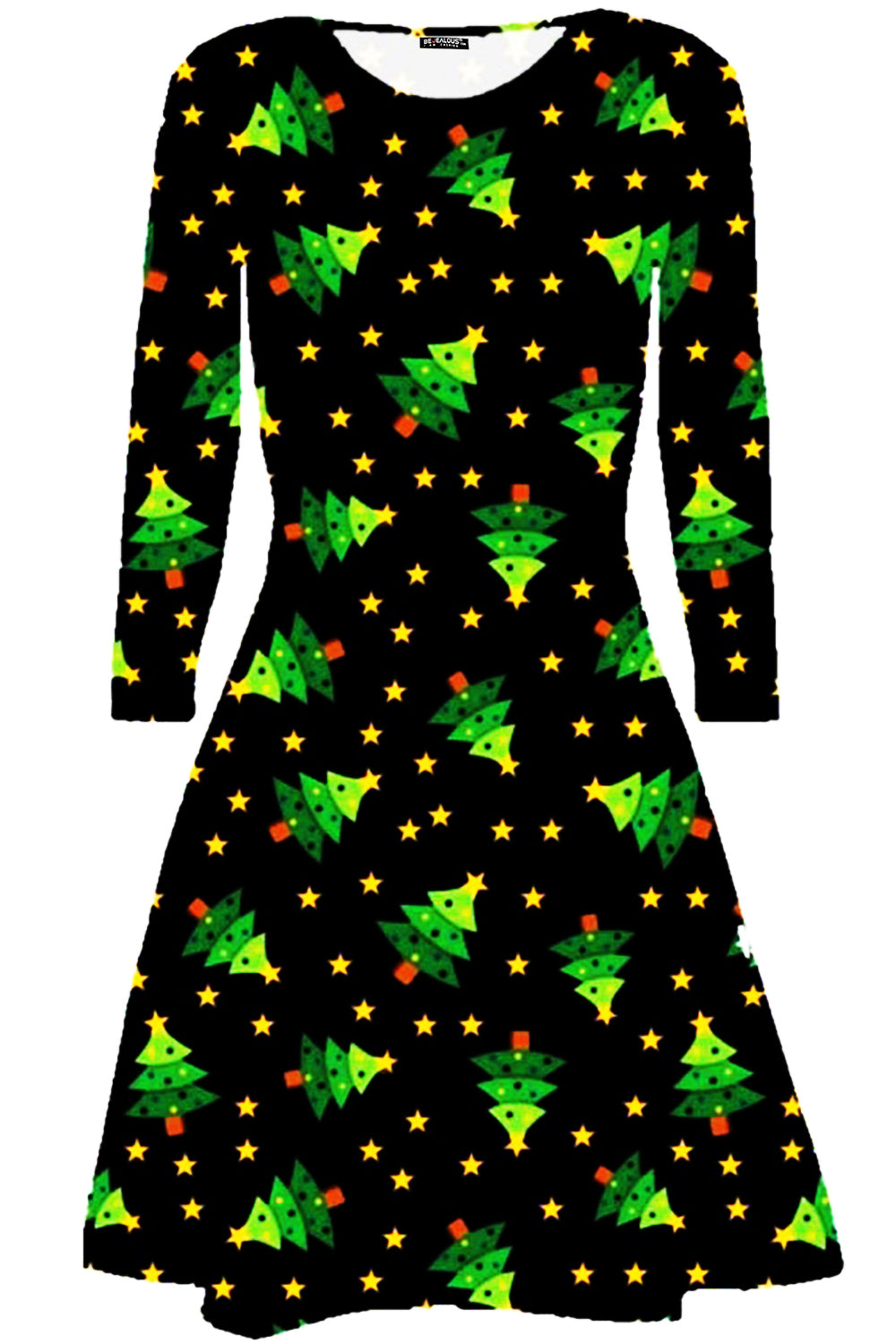 Bella Long Sleeve Christmas Print Swing Dress