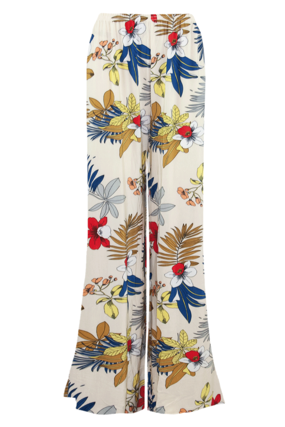 High Waist Red Floral Wide Leg Trousers