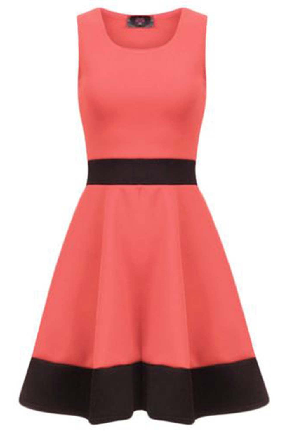Danielle Sleeveless Monochrome Paneled Skater Dress
