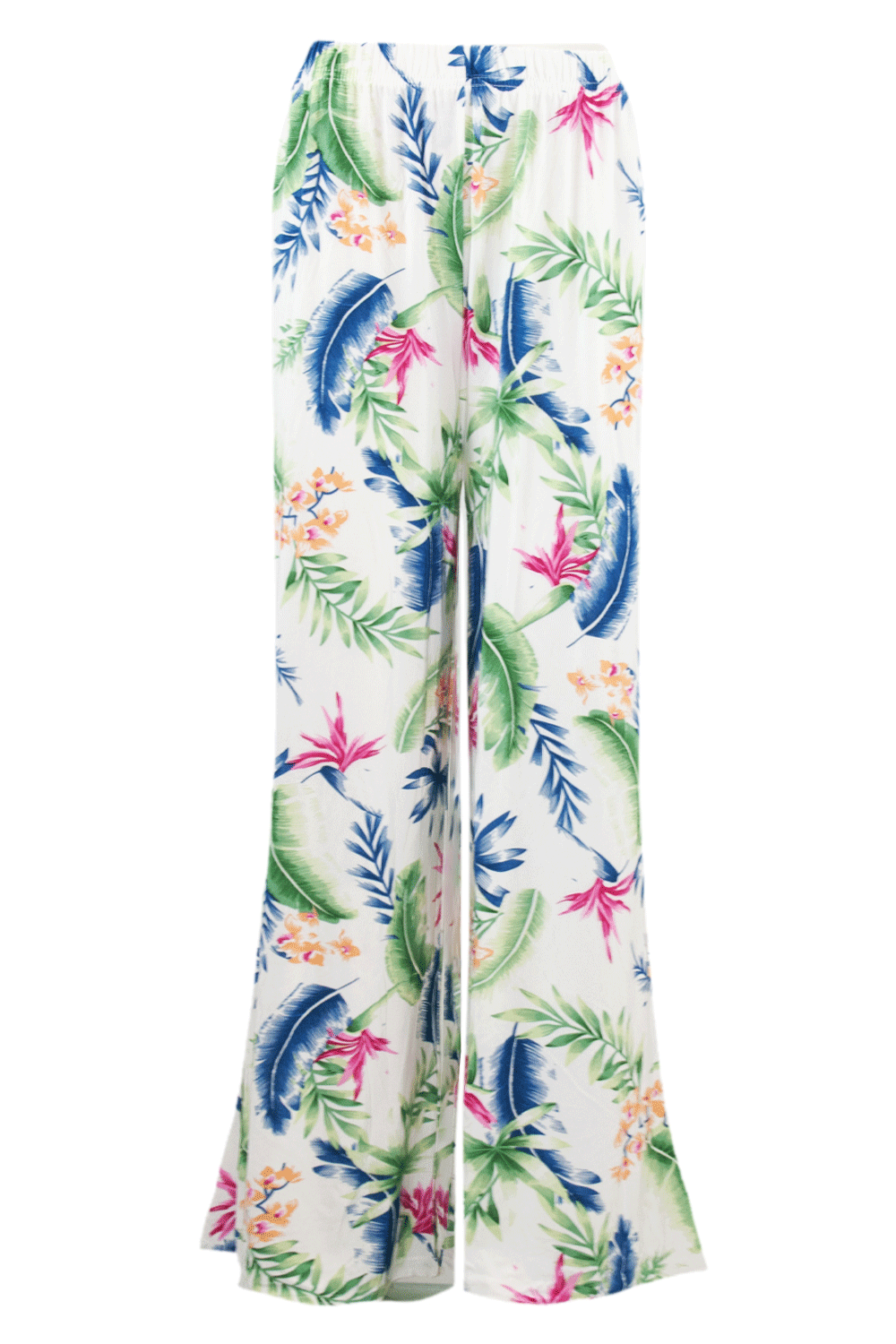 High Waist Red Floral Wide Leg Trousers