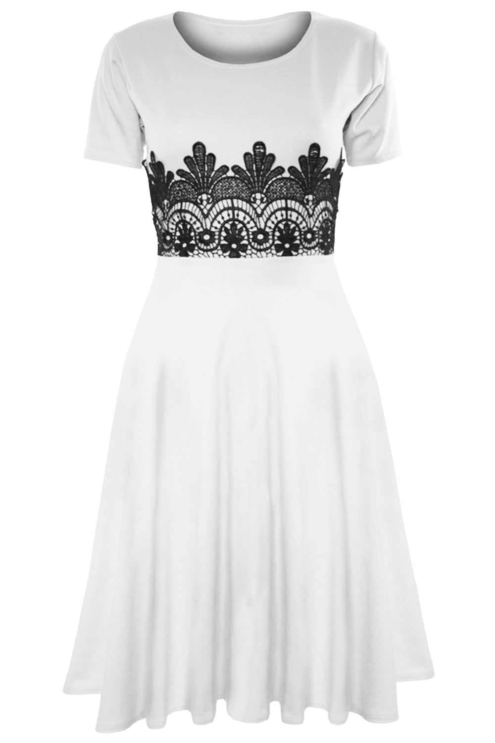 Amarah Cap Sleeve Lace Insert Midi Skater Dress