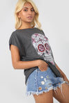 Short Sleeve Skull Print Loose Fit Tshirt - bejealous-com