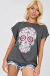 Short Sleeve Skull Print Loose Fit Tshirt - bejealous-com