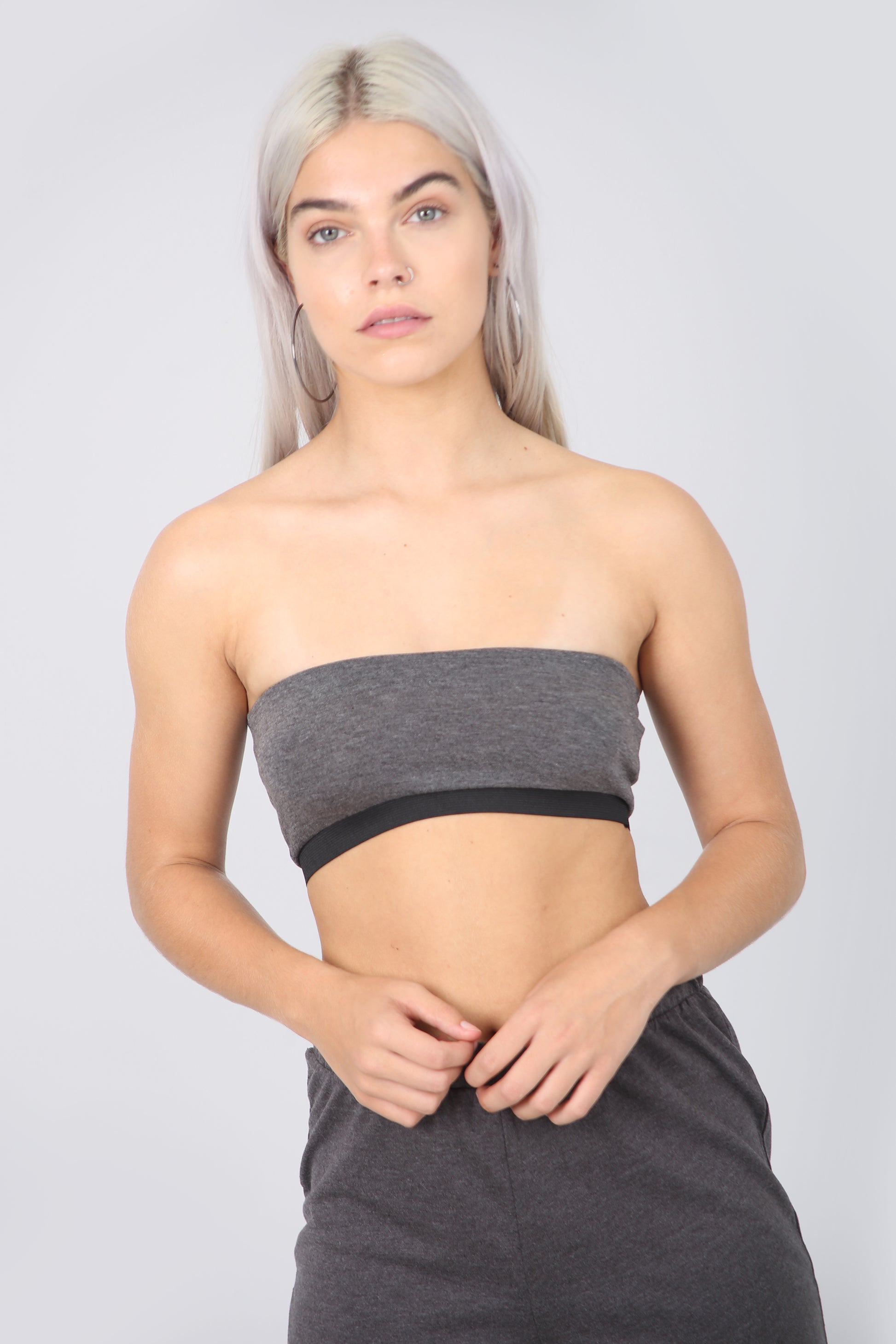Basic Jersey Black Bandeau Crop Top - bejealous-com