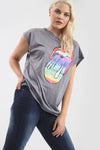 Rainbow Graphic Print Oversized Bat Wing Tshirt - bejealous-com