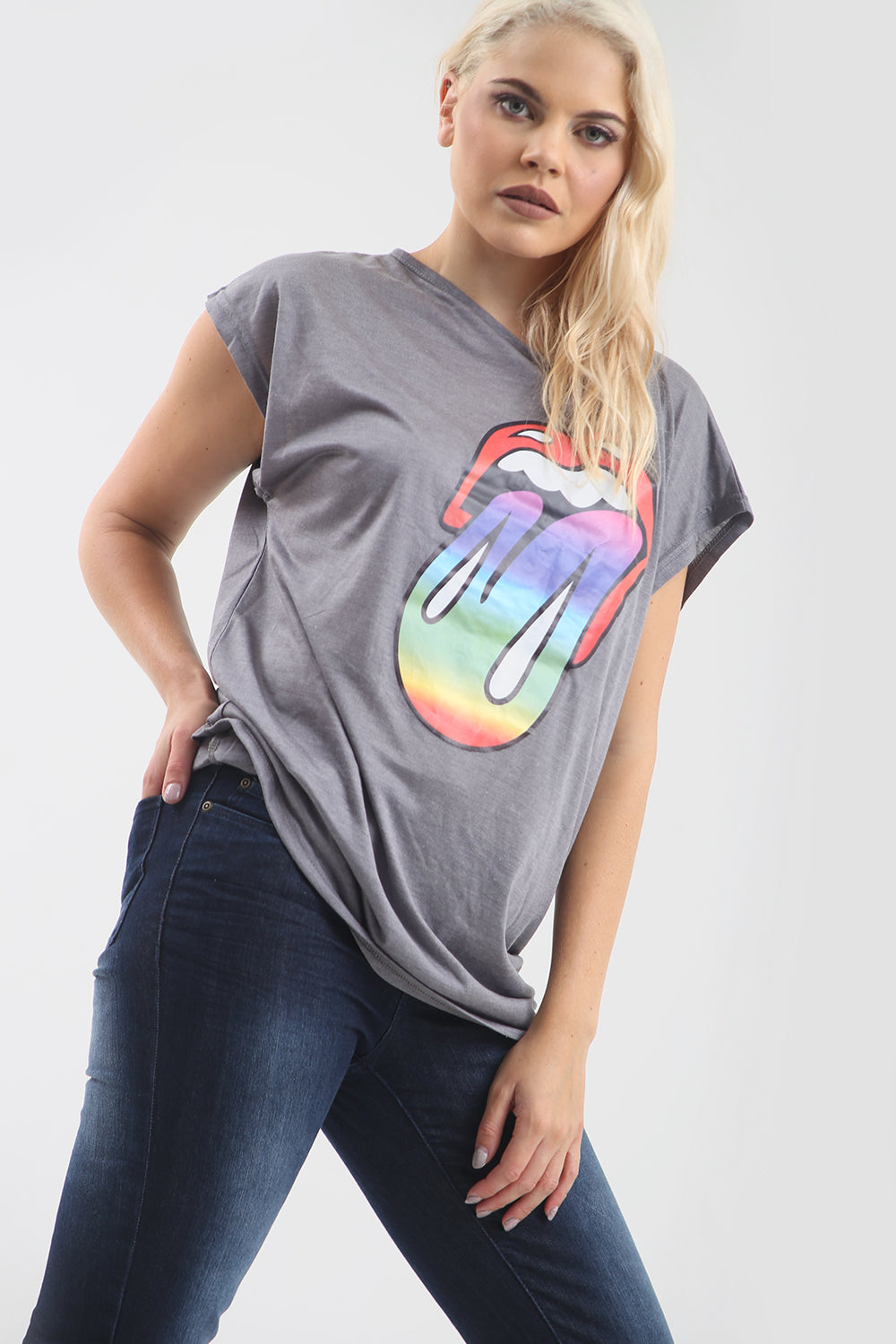 Rainbow Graphic Print Oversize Basic Tshirt - bejealous-com