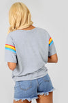 White Oversized T-shirt with Rainbow Stripe - bejealous-com