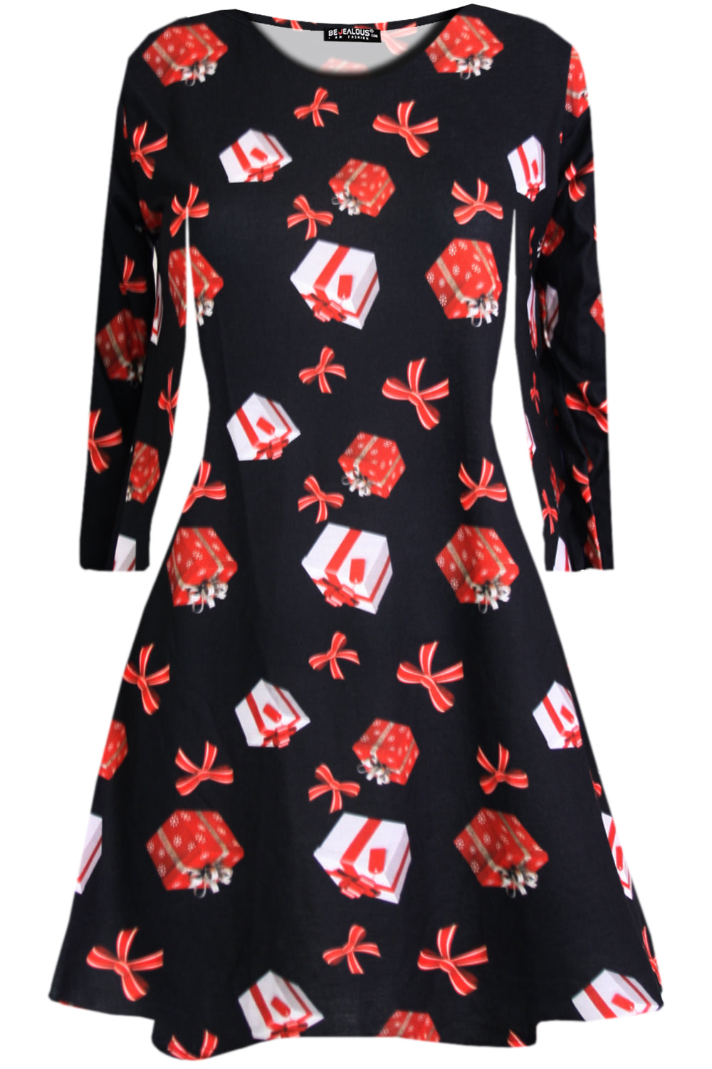 Gracie Long Sleeve Christmas Print Dress