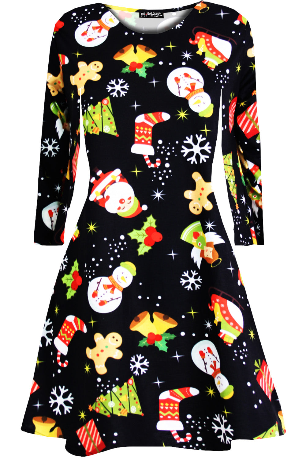 Gracie Long Sleeve Christmas Print Dress