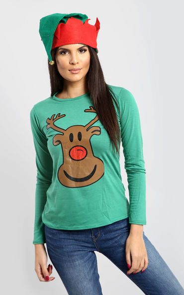 Isla Christmas Glitter Nose Reindeer T Shirt