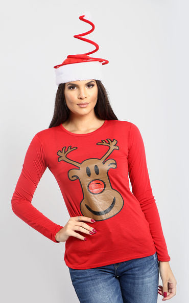 Isla Christmas Glitter Nose Reindeer T Shirt