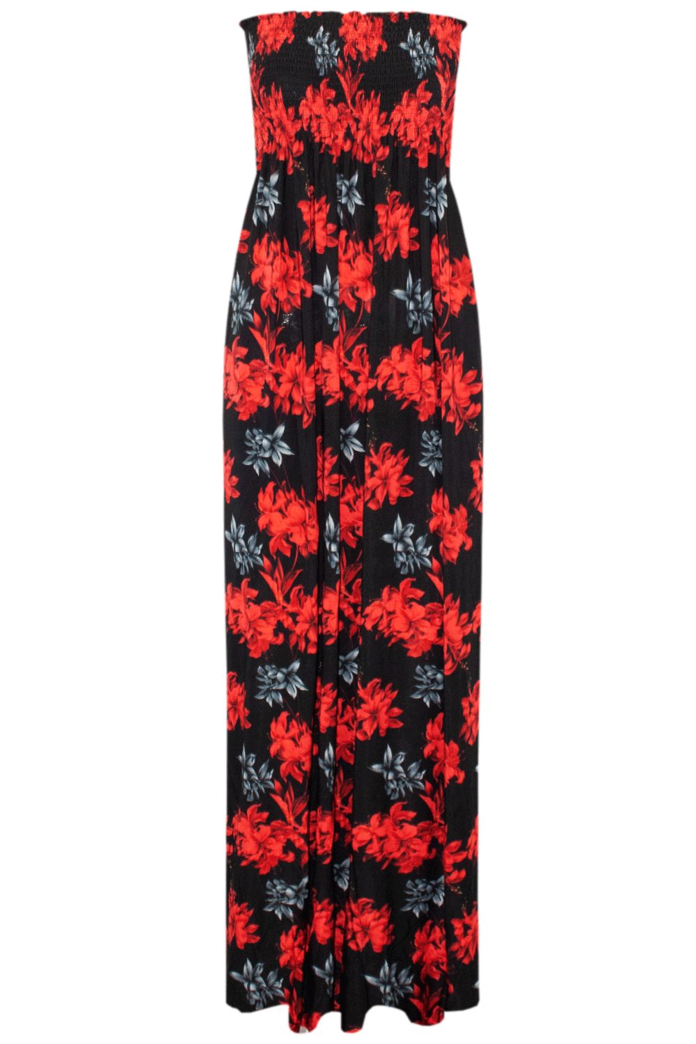 Tropical Print Bardot Cream Maxi Dress