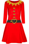 Long Sleeve Christmas Elf Red Dress - bejealous-com