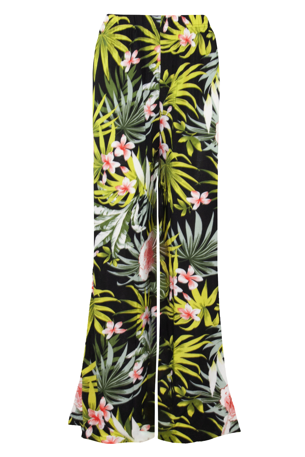 High Waist Red Floral Wide Leg Trousers