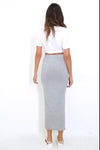 High Waist Basic Charcoal Midi Pencil Skirt