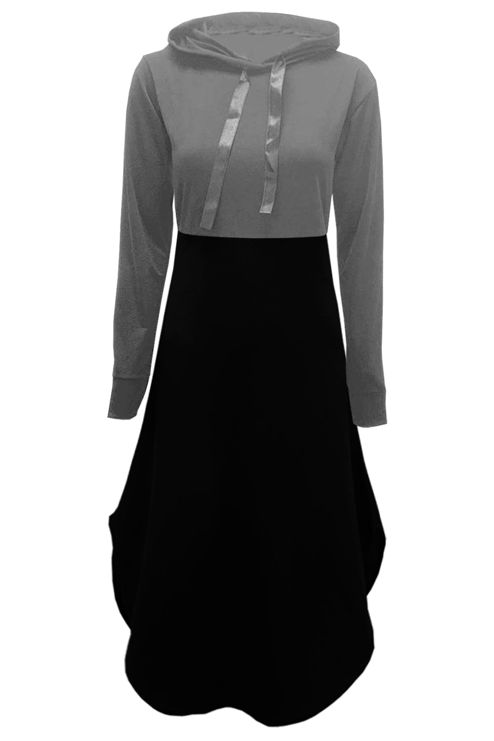 Aria Hooded Curved Hem Skater Midi Dress