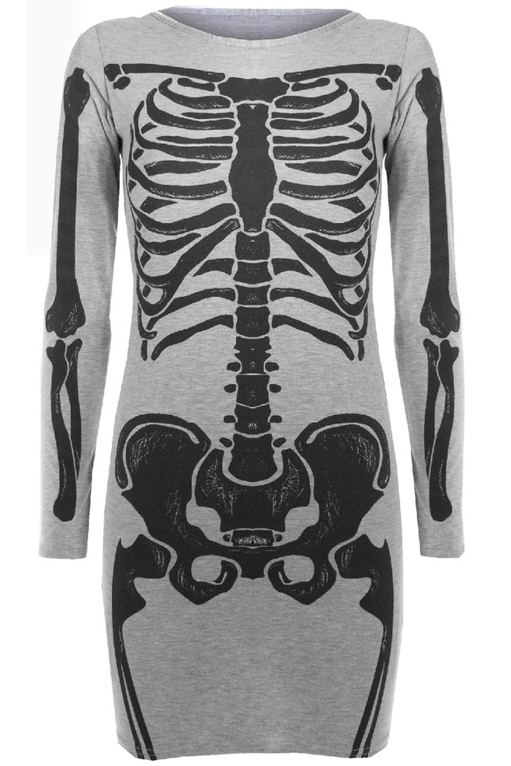 Long Sleeve Skeleton Bodycon Dress