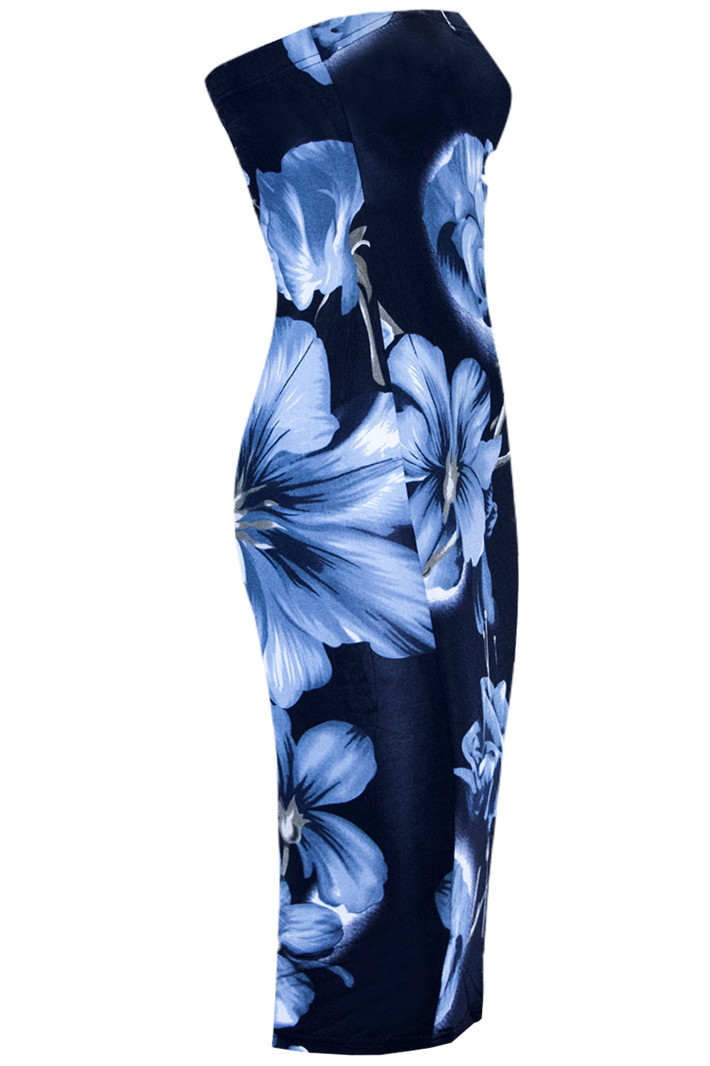 Bandeau Red Floral Print Midi Tube Dress