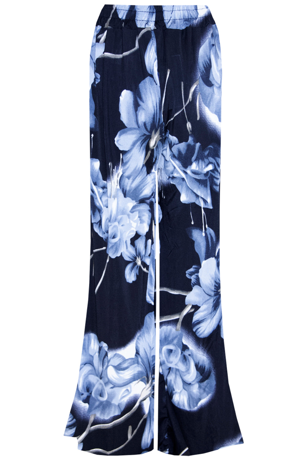 High Waist Red Floral Wide Leg Trousers