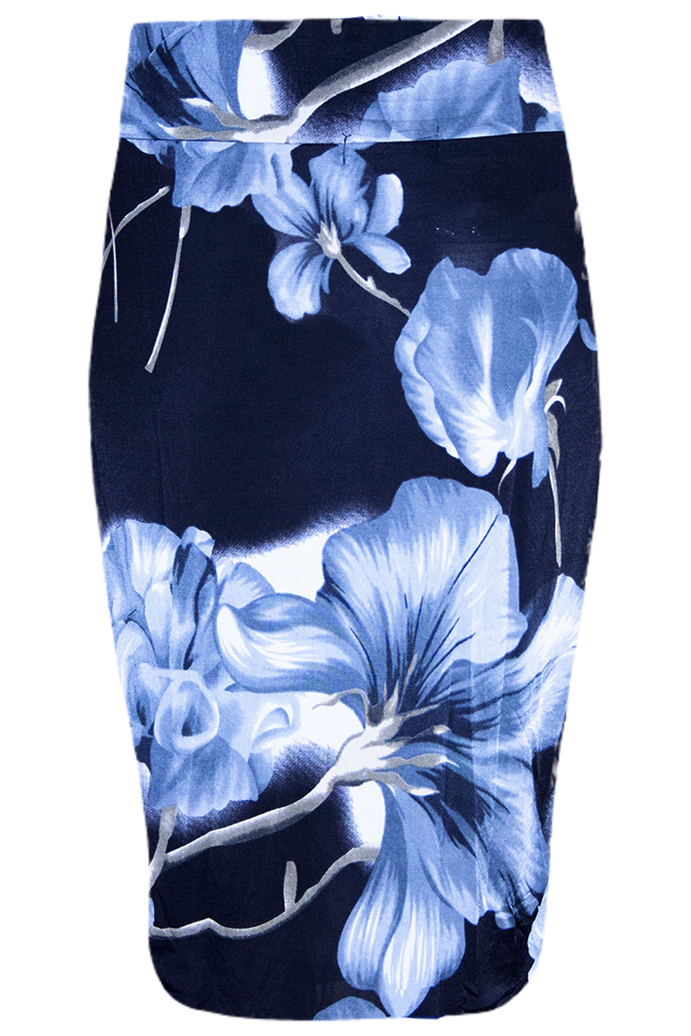 Cream High Waisted Tropical Print Midi Skirt