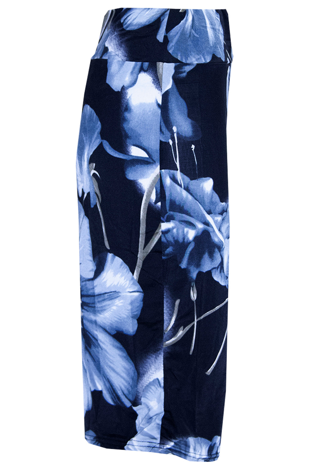 Cream High Waisted Tropical Print Midi Skirt