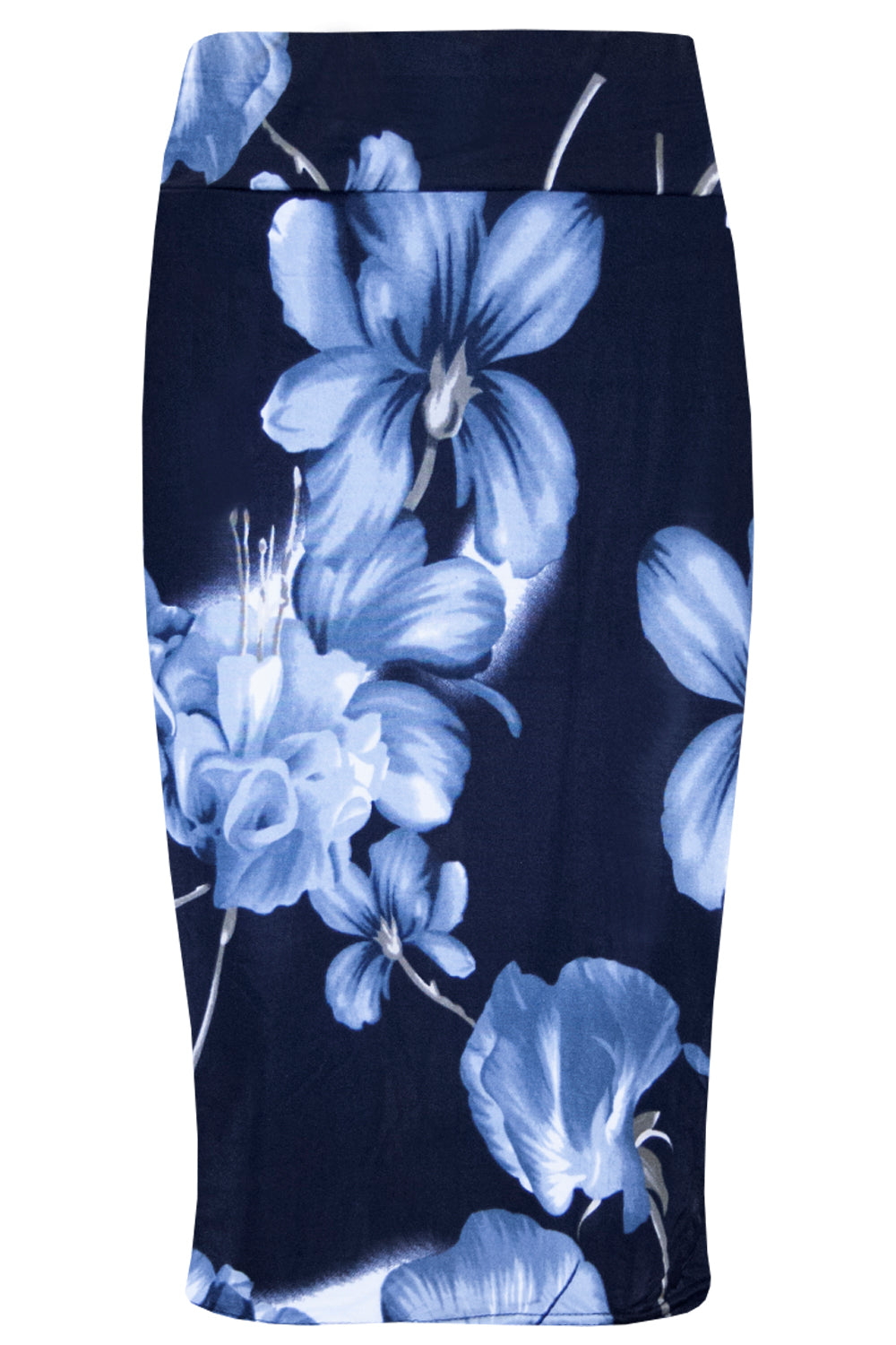 Cream High Waisted Tropical Print Midi Skirt