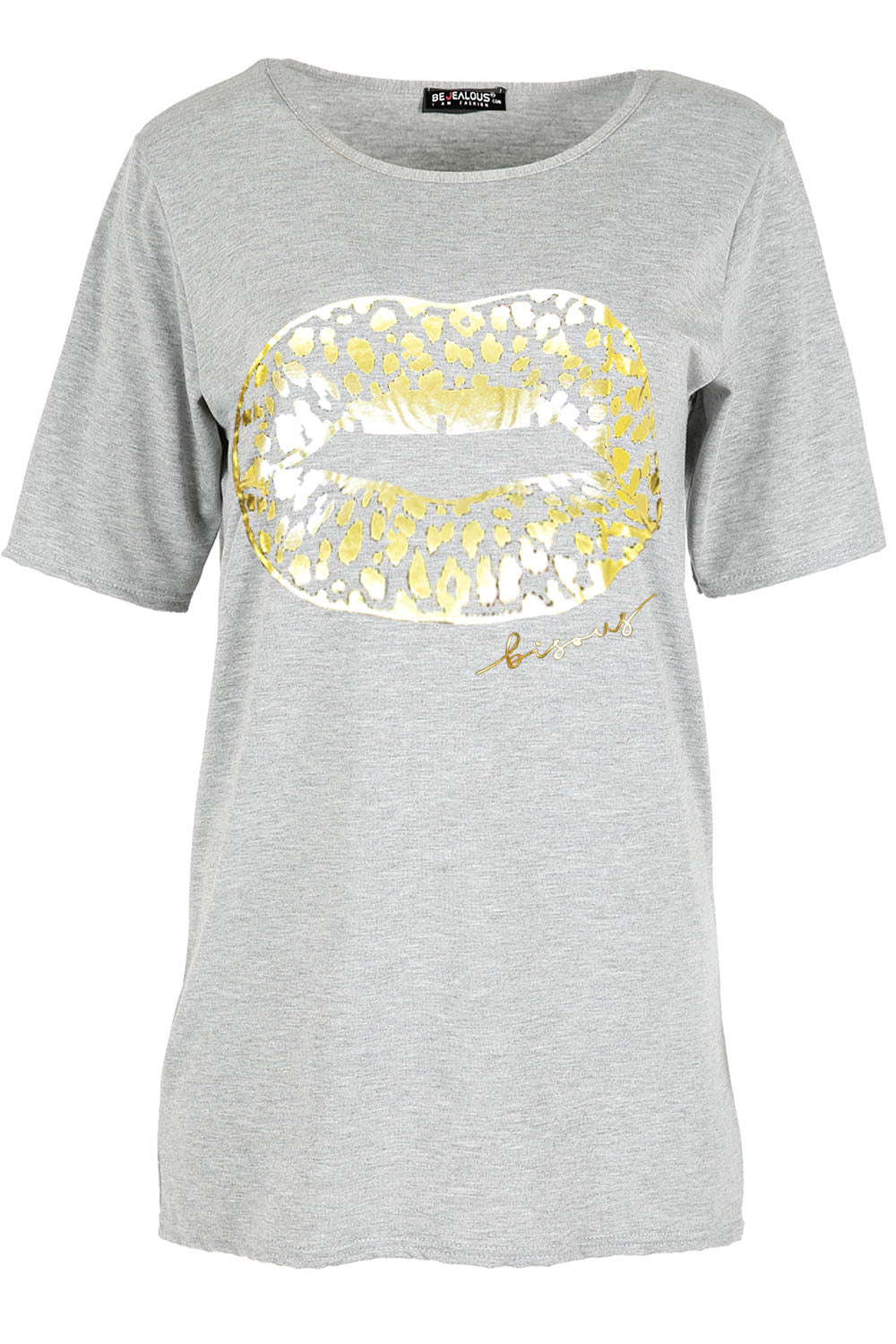 Amelia Gold Foil Lips Printed Baggy Oversized T Shirt