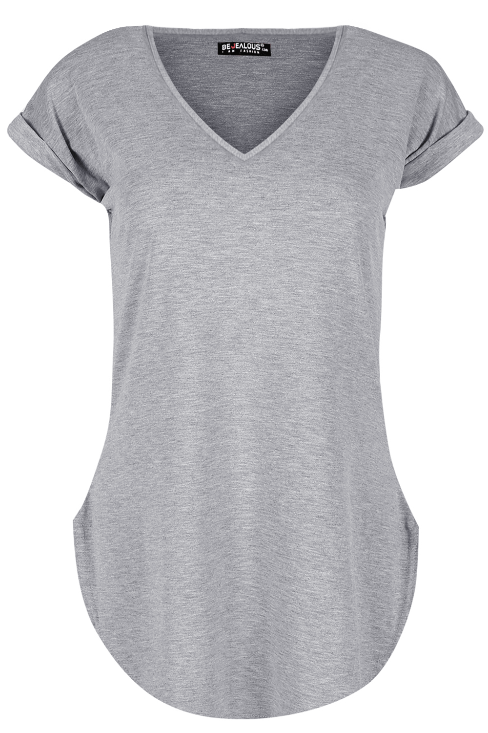 Isla Plain V Neck Curved Hem T Shirt