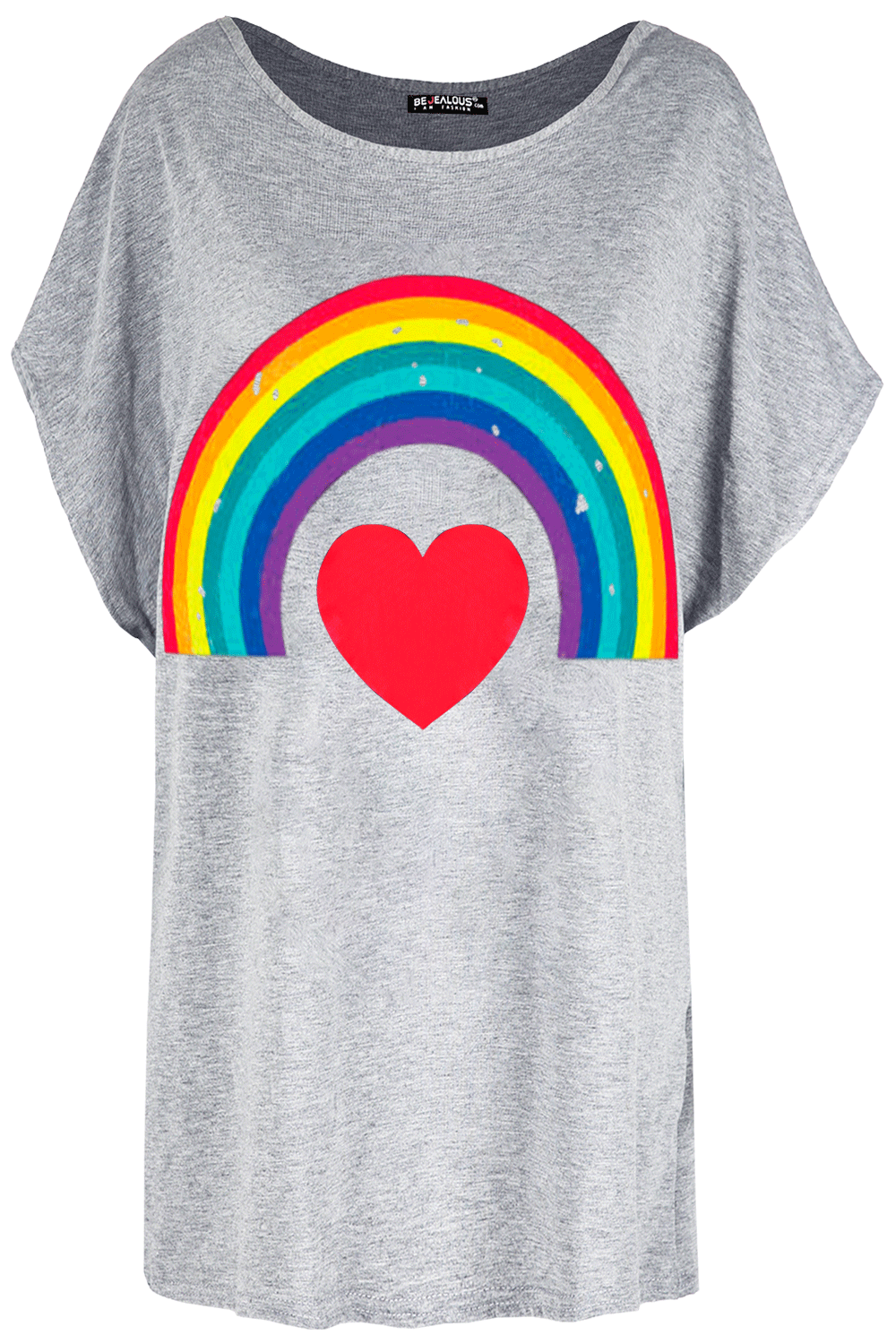 Aria Rainbow Heart Batwing Oversized T Shirt