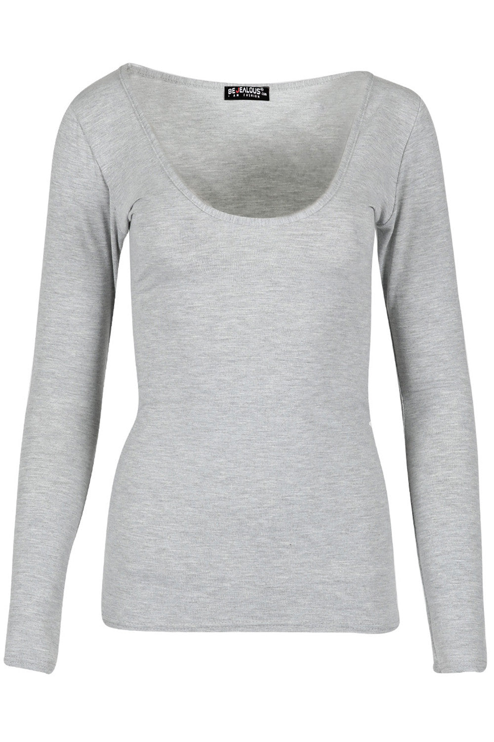 Aria Scoop Neck Long Sleeve Plain T Shirt