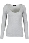 Aria Scoop Neck Long Sleeve Plain T Shirt