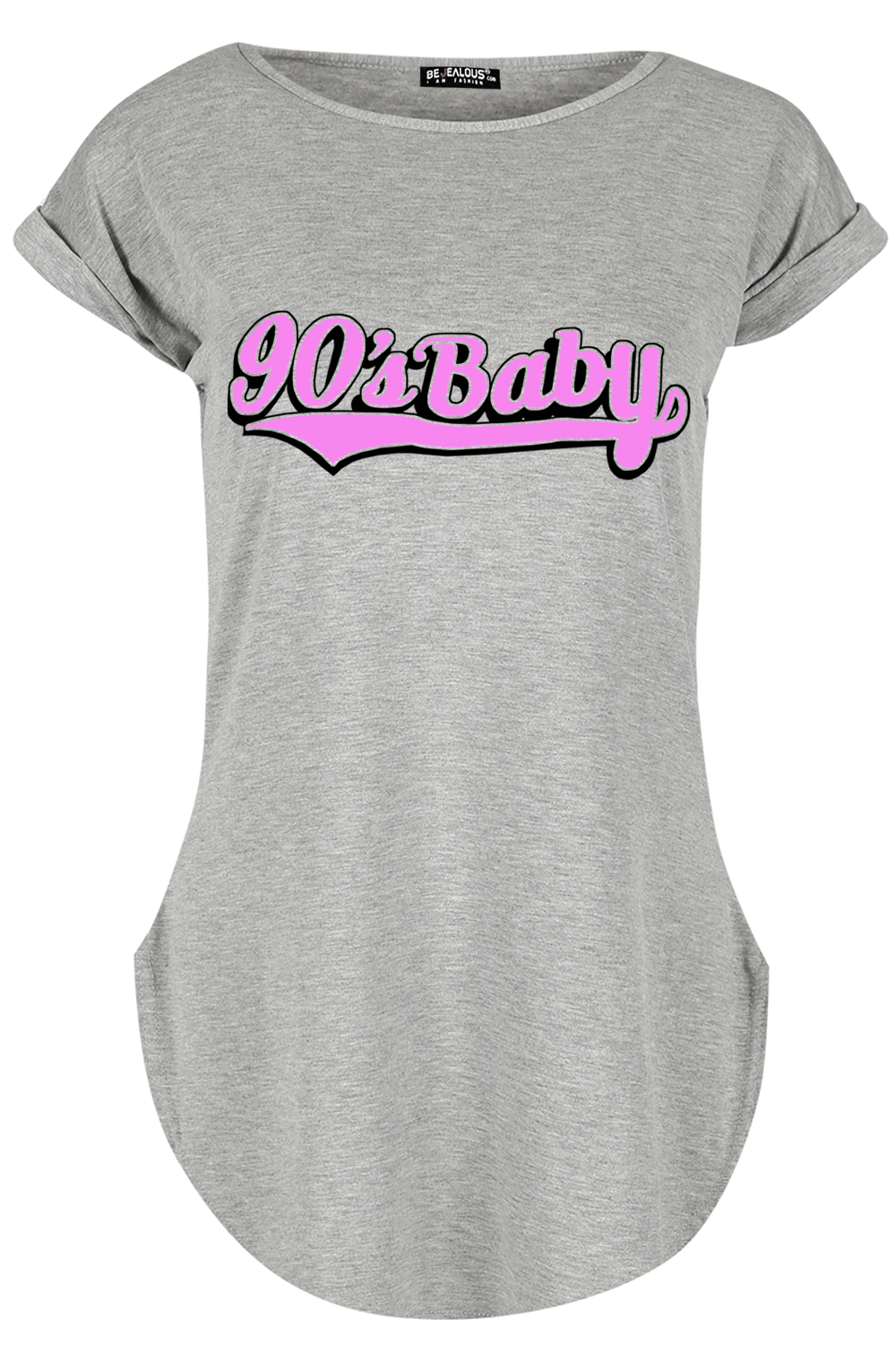 Lily 90s Baby Printed Curved Hem Turn Up T Shirt