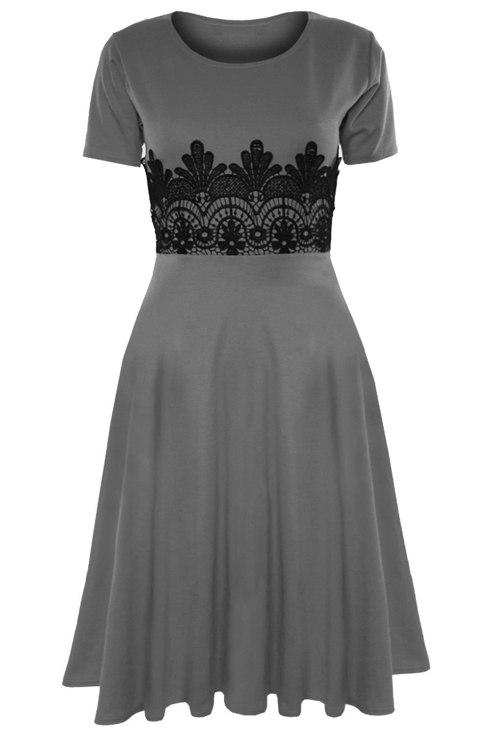 Amarah Cap Sleeve Lace Insert Midi Skater Dress