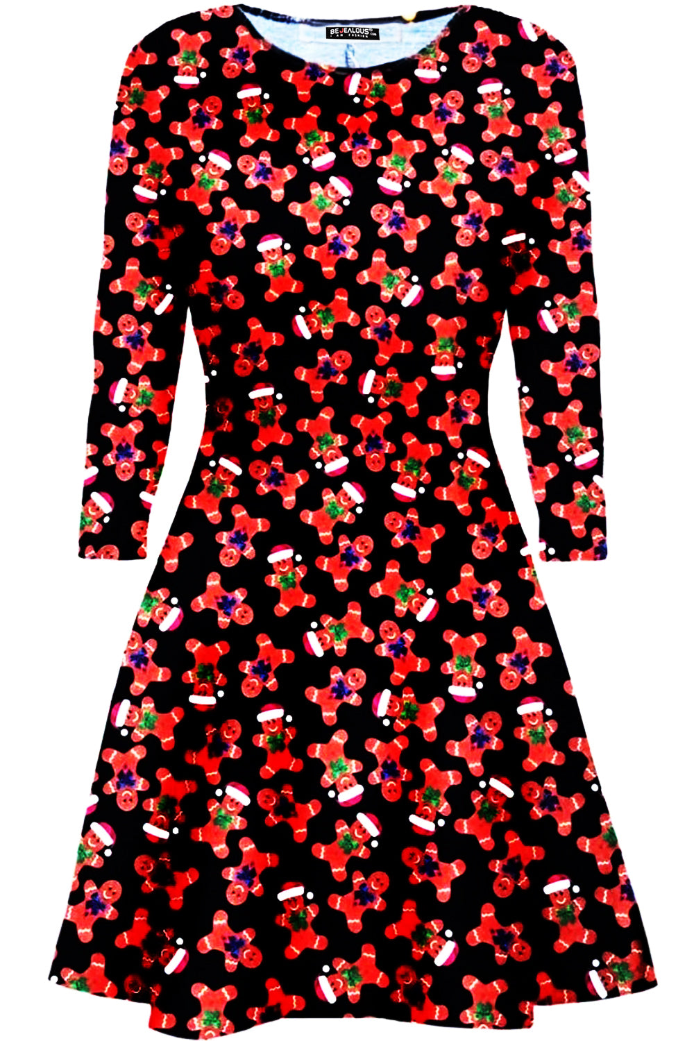 Bella Long Sleeve Christmas Print Swing Dress