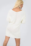 Twist Front Cream Oversize Knitted Jumper Dress - bejealous-com