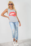 Harriet Graphic Print Curved Hem Vest Top - bejealous-com
