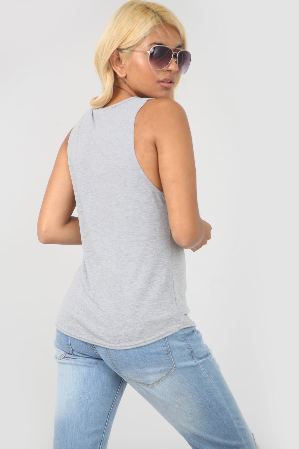 Harriet Graphic Print Curved Hem Vest Top - bejealous-com