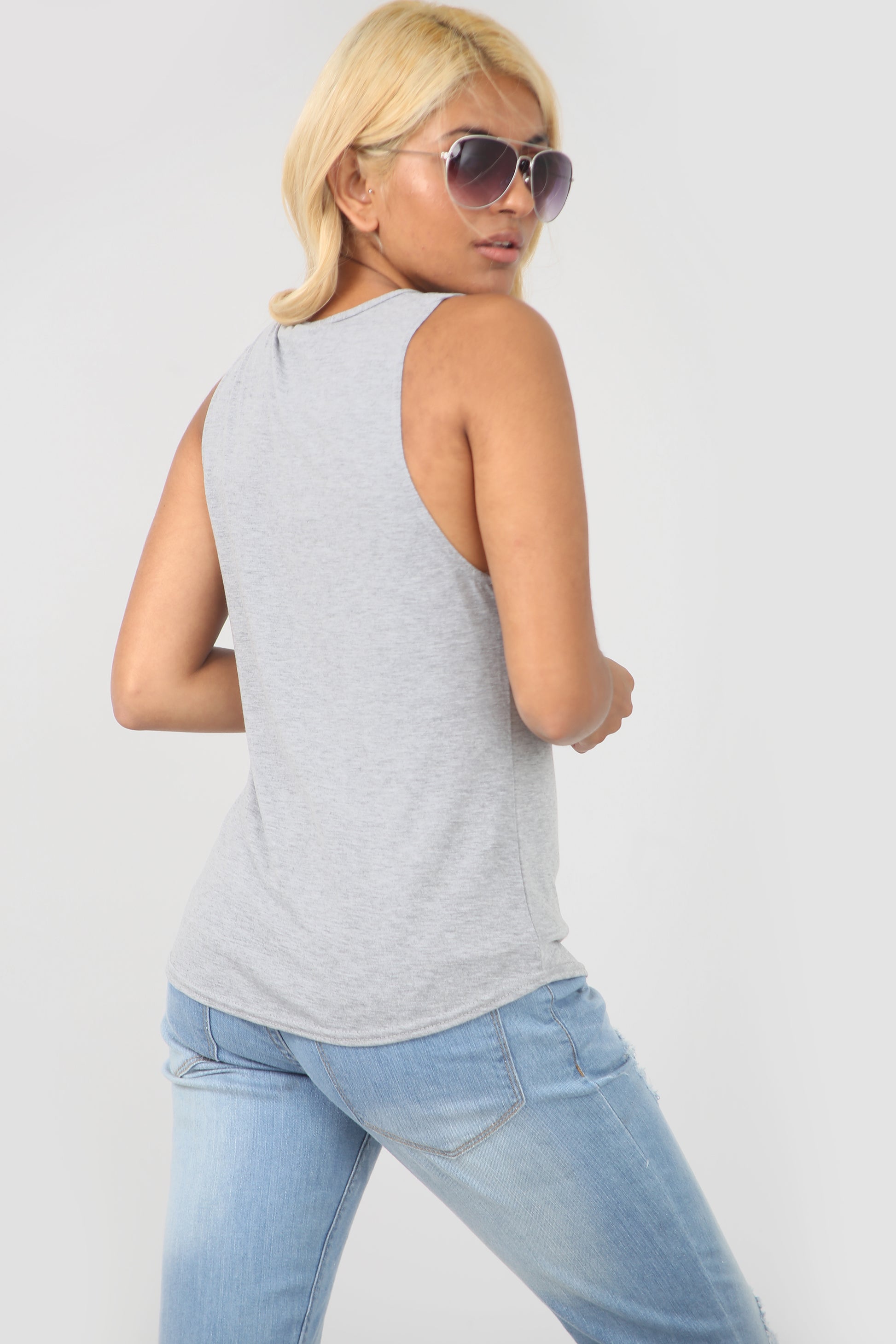 Lips Graphic Print Curved Hem Vest Top - bejealous-com