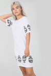 Skull Print Loose Fit Khaki Tshirt Dress - bejealous-com