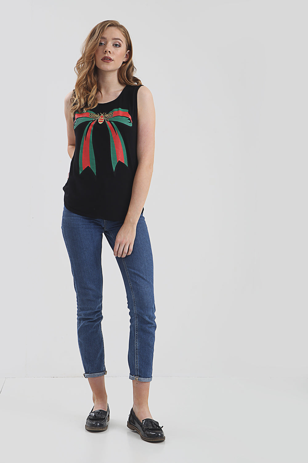 Izzie Graphic Print Curved Hem Vest Top - bejealous-com