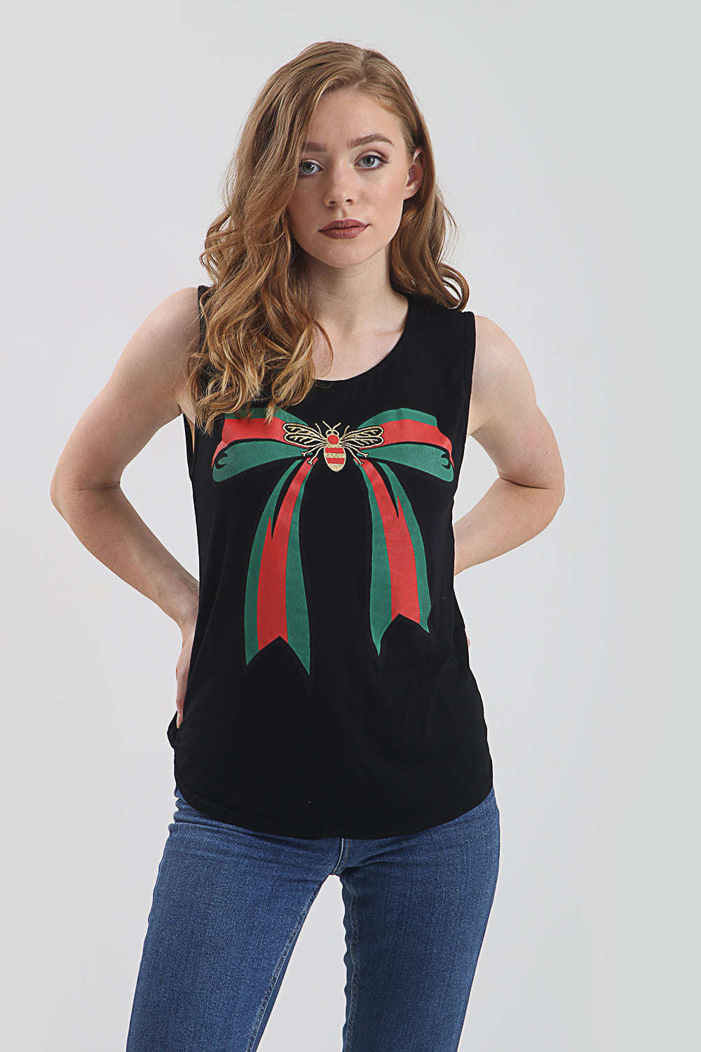 Izzie Graphic Print Curved Hem Vest Top - bejealous-com