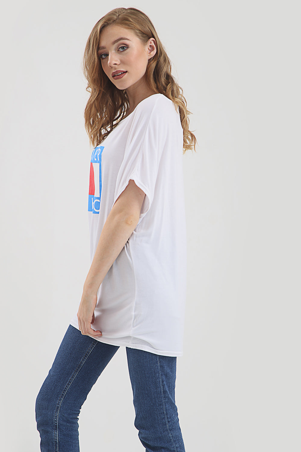 Super Chic Slogan Print Oversize Basic Tshirt - bejealous-com