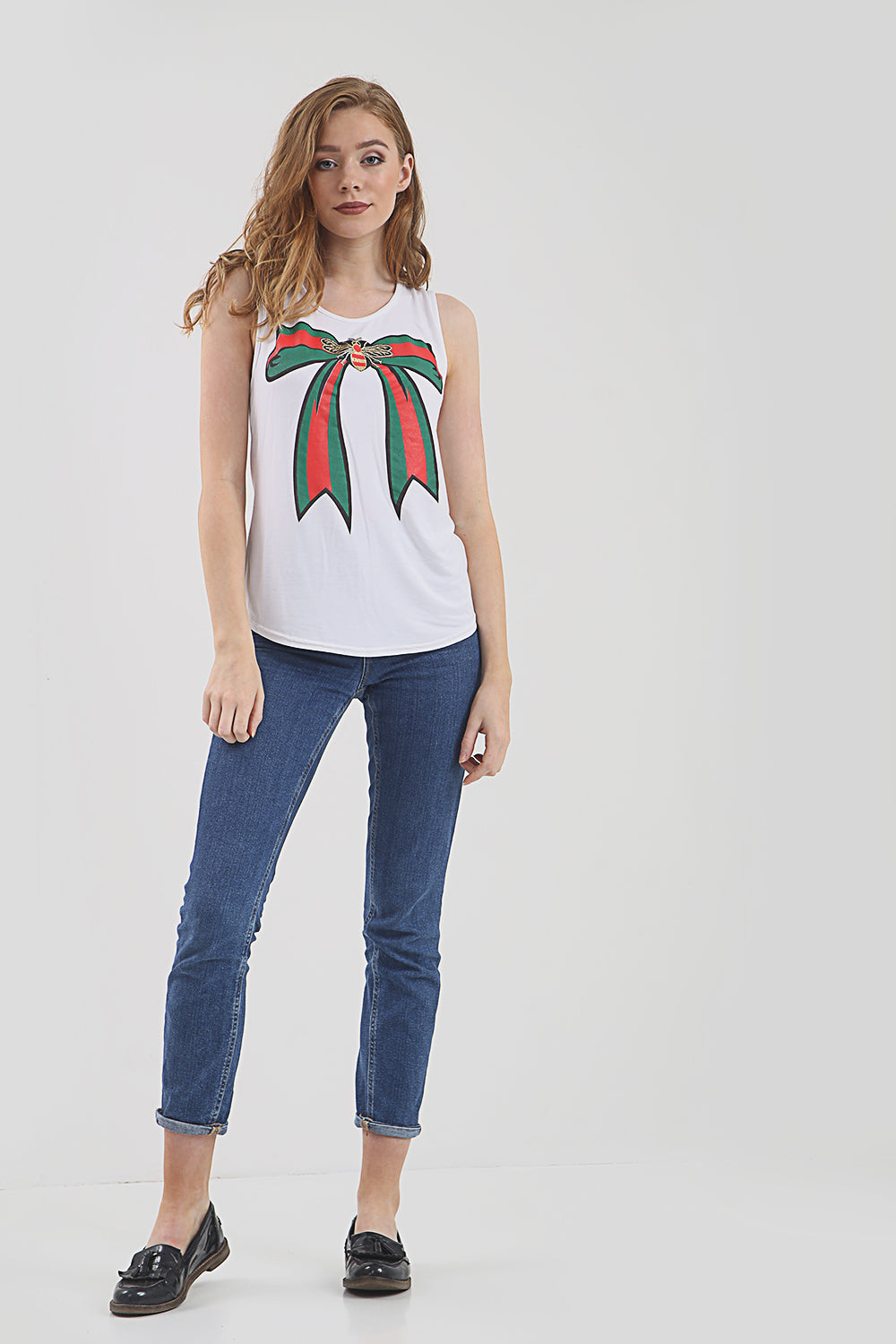 Izzie Graphic Print Curved Hem Vest Top - bejealous-com