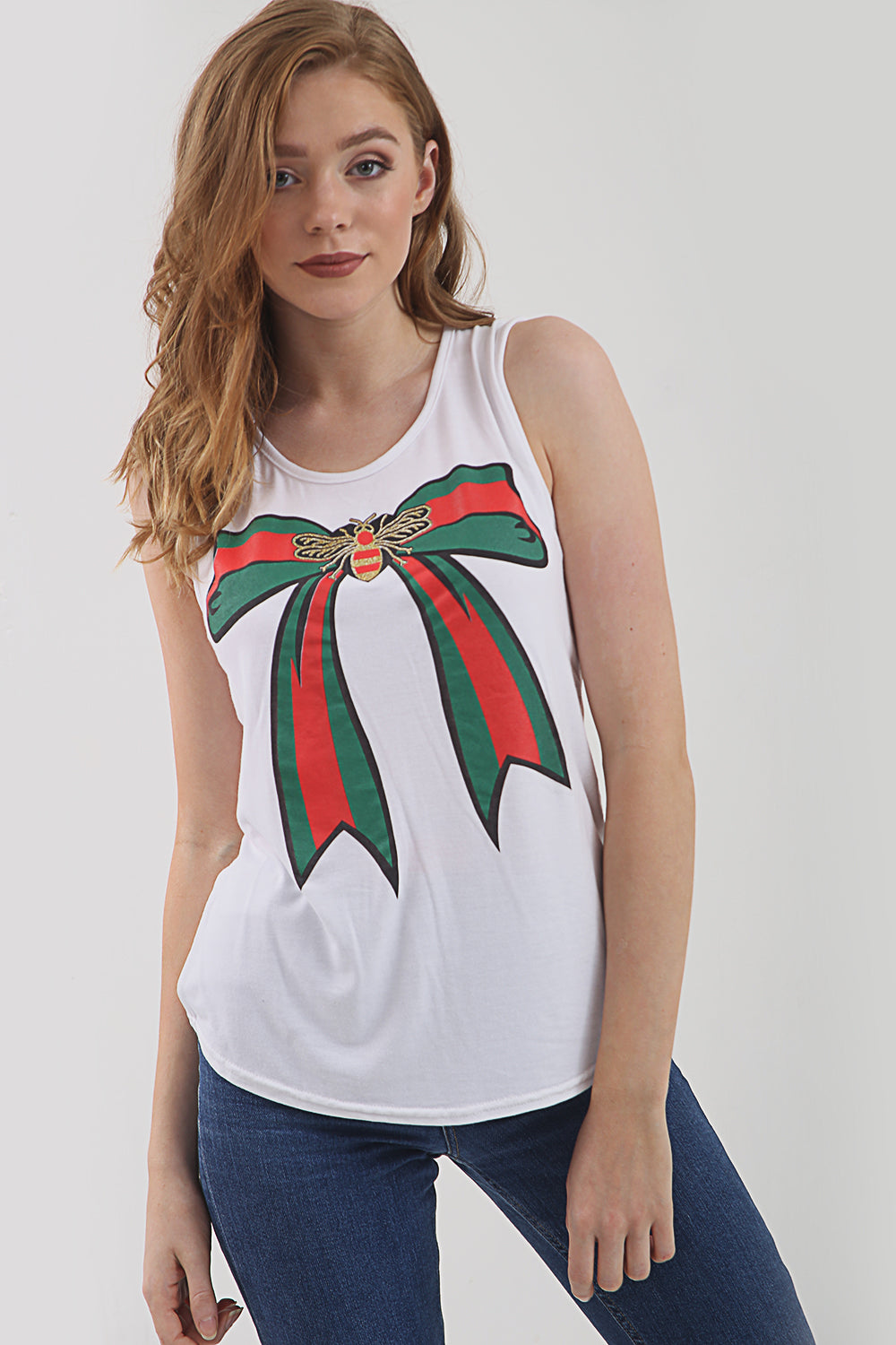 Izzie Graphic Print Curved Hem Vest Top - bejealous-com