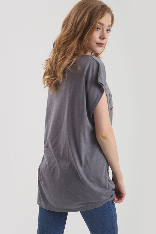 'Dramatic' Slogan Print Grey Baggy TShirt - bejealous-com