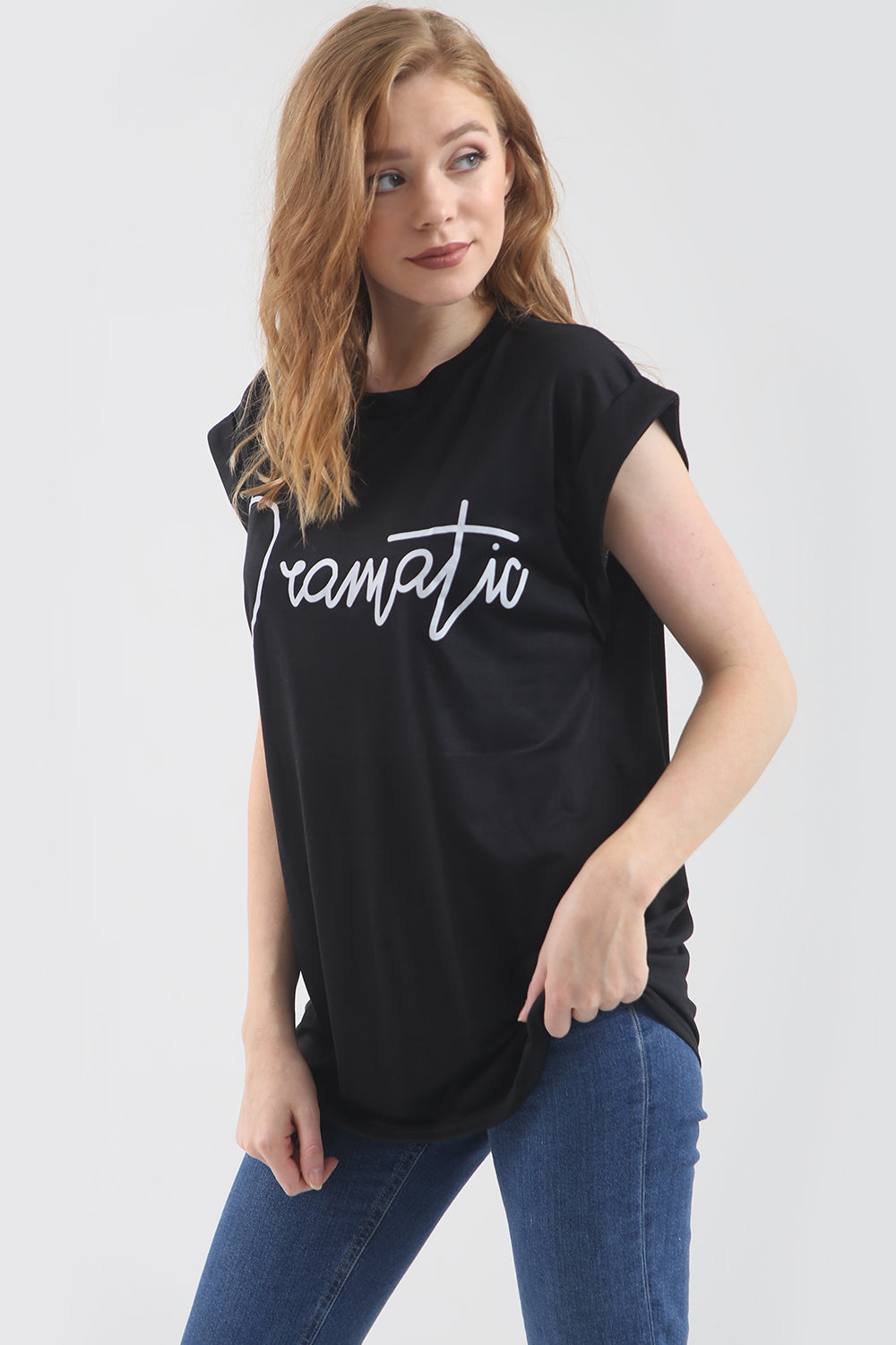 'Dramatic' Relaxed Fit Black Slogan T-Shirt - bejealous-com