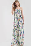 Tropical Print Bardot Black Maxi Dress - bejealous-com