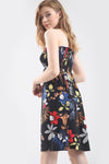 Tropical Print Black Bardot Mini Swing Dress - bejealous-com