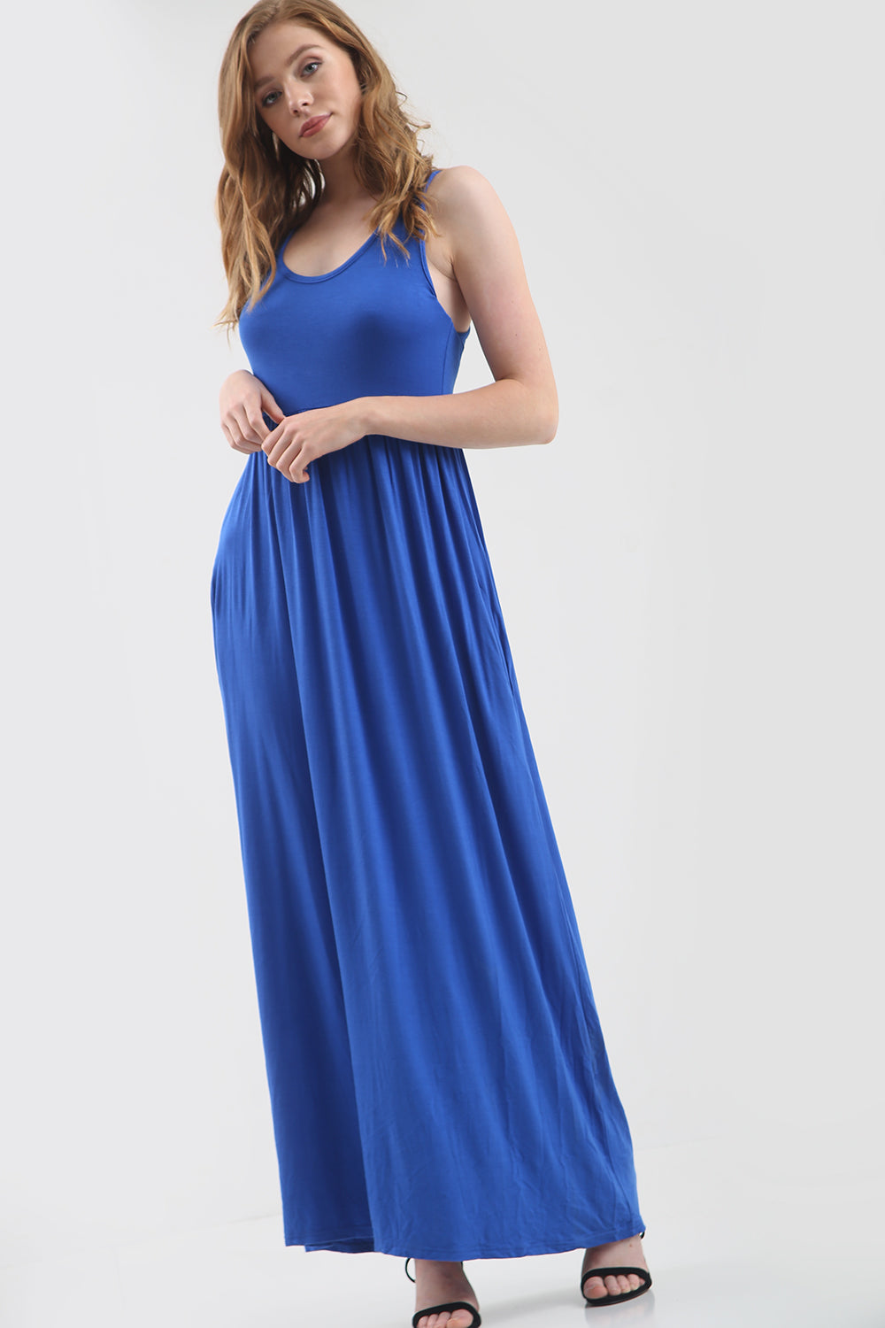Jersey Sleeveless Maxi Dress with Pockets - bejealous-com
